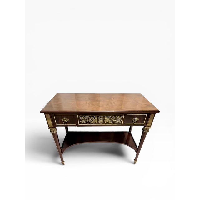 1990s John Widdicomb Neoclassical Mahogany Console Table With Gilt Bronze Mounts For Sale - Image 5 of 14
