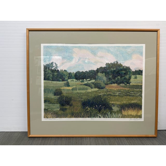 Design Plus Gallery presents "West Baker Park, 1977" by Gordon Mortensen. The artwork shows a lush landscape with visuals...