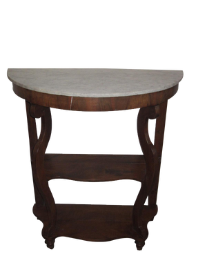 Walnut Console with Marble Top, 1980s