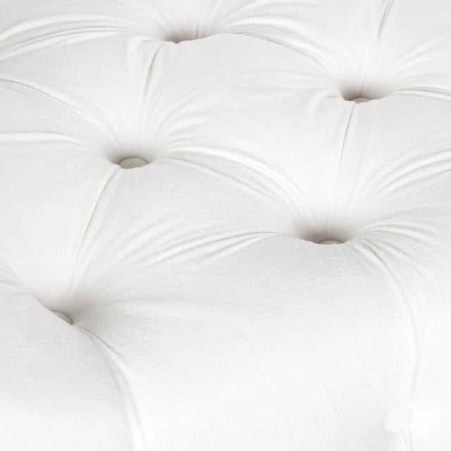 Modern Tufted Bench, White & Espresso For Sale - Image 3 of 6