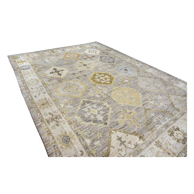 21st Century Turkish Oushak 11x15 Grey, Ivory, Olive & Yellow Handmade Area Rug #1144074 For Sale - Image 4 of 13