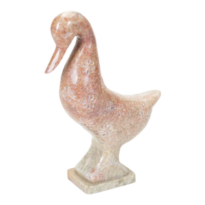 Floral Carved Soapstone Duck