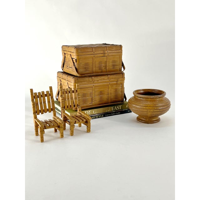 Rustic Pair of Decorative Vintage Nesting Baskets For Sale - Image 3 of 3