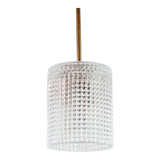 Mid-Century Scandinavian Brass & Crystal Glass Pendant/Ceiling Light by Carl Fagerlund for Orrefors, Sweden, 1960s For Sale