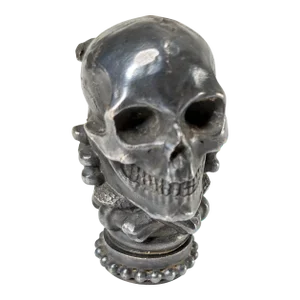 19th Century Victorian Silverplate Memento Mori Skull Form Vesta Case Box