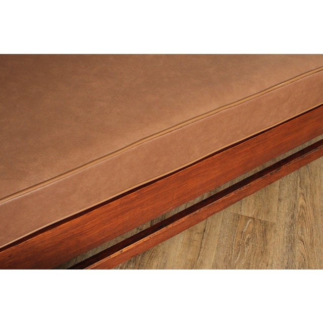 Brown Gustav Stickley Antique Ladder Back Oak Settee For Sale - Image 8 of 12