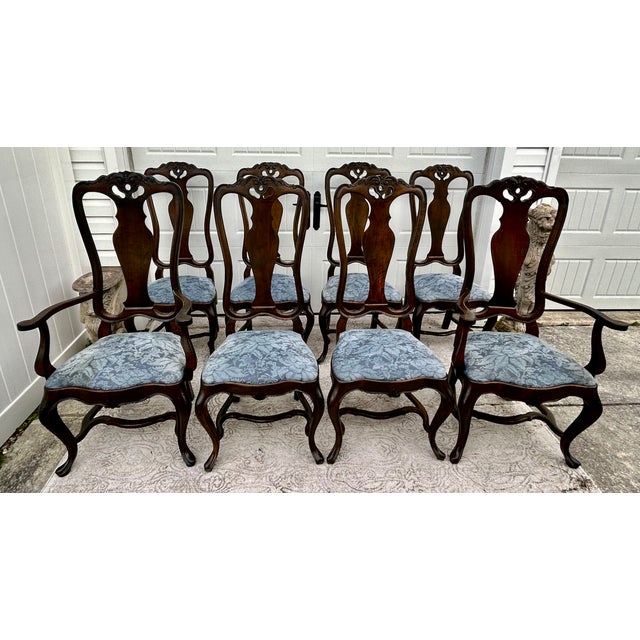 Vtg. Set of Eight Carved Italian Provincail Dining Chairs in a Walnut Finish For Sale - Image 10 of 15