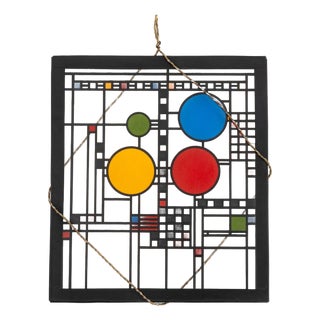 After Frank Lloyd Wright Avery Coonley House Design Glass Panel For Sale