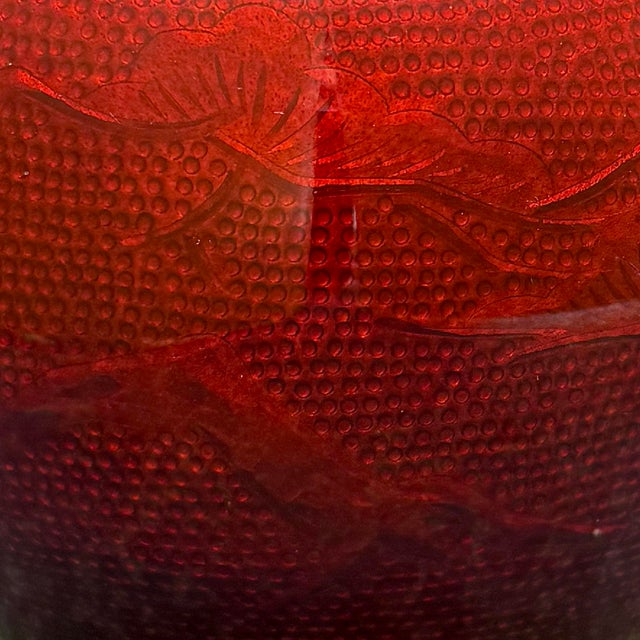 Antique Japanese Sato Ginbari Pigeon Blood Cloisonné Vase With Crane & Cherry Blossom, Marked For Sale - Image 4 of 5