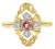 Vintage Style Pave Ruby Diamond Ring 14k Yellow Gold, Size 6 For Sale