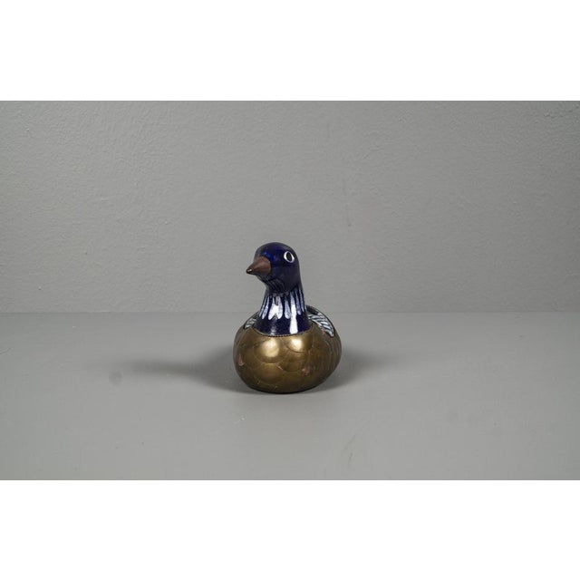 Egyptian Duck With Ceramic, Brass and Enamel Bowl, 1970s For Sale - Image 9 of 12