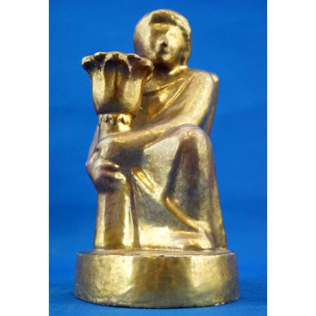 20th Century Candleholder Sculpture Angel in Gilded Terracotta by Carlo Sbisà, Italy, 1930s For Sale - Image 11 of 18