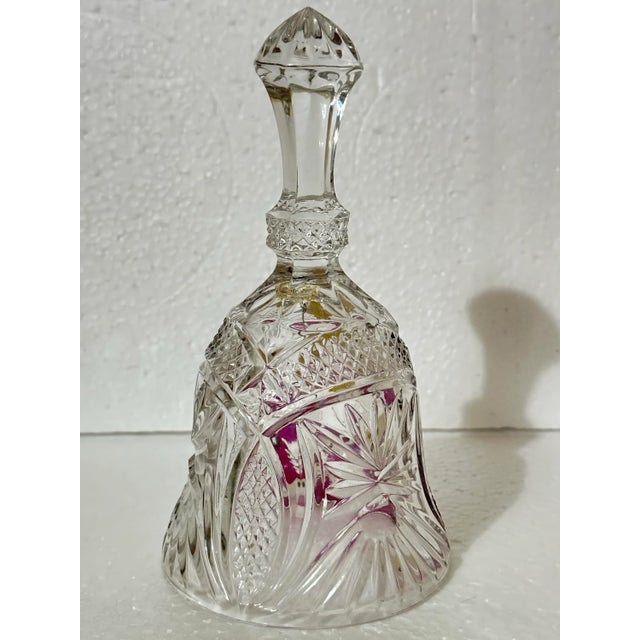 Glass Vintage 20th Century Lead Crystal/ Bleikristall West Germany Red Flower Bell For Sale - Image 7 of 12