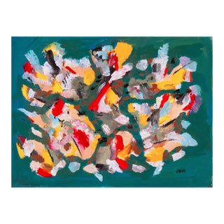 'Abstract in Saffron and Tourmaline' by John Von Wicht, New York School, Works Progress Administration For Sale