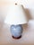 Absolutely lovely blue and white ginger jar lamp with blue vine and leaf motif by Ralph Lauren. It features a wooden base...