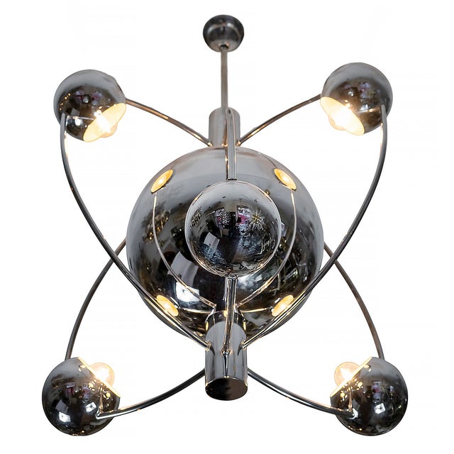 Mid-Century Modern Space Age Italian Chrome Chandelier, 1960 For Sale - Image 7 of 7