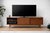 Modern walnut mid century styled media console in a difficult to find low height, featuring clean architectural lines and...