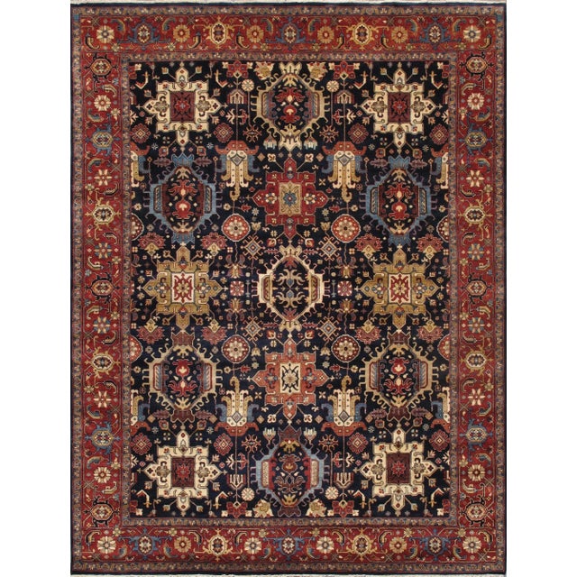 Textile Pasargad Home Karajeh Wool Area Rug, 7' 9" X 10' 3", Navy For Sale - Image 7 of 7