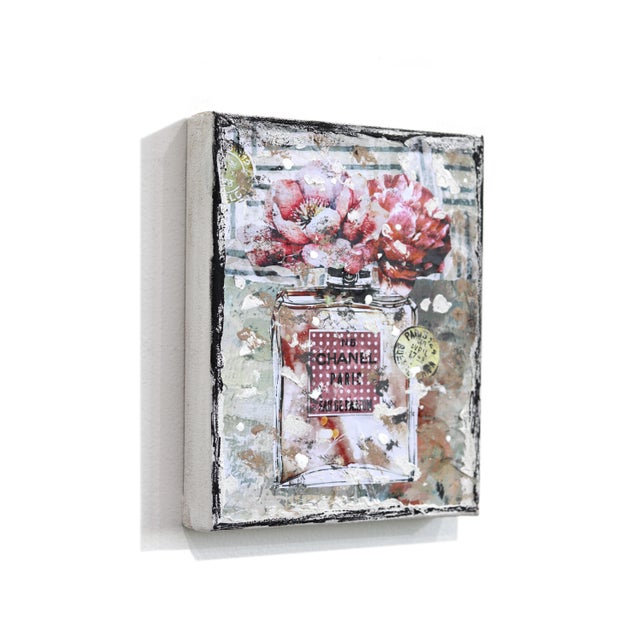 Eau De Chanel - Abstract Floral Perfume Textural Distressed Collage Original Artwork by Marion Duschletta For Sale In Los Angeles - Image 6 of 9