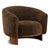Modern stylish and bold barrel chair, featuring plush brown and black leopard-print polyester velvet upholstery paired...