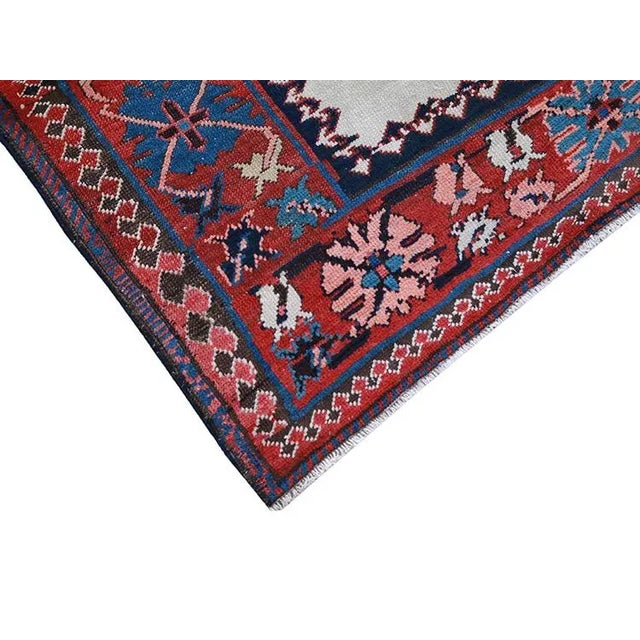 Rare and unusual one of a kind piece. Antique Persian runner, hand-knotted all wool. These rugs typically do not have a...