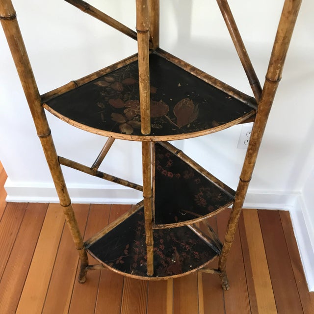 Antique Aesthetic Style Burnt Bamboo Corner Etagere, Circa 1880 For Sale - Image 11 of 12