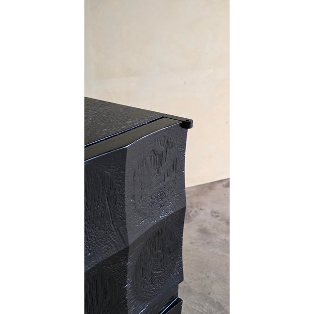Wood Brutalist Credenza in Black Stained Oak by J. Batenburg for MI Belgium, 1970s For Sale - Image 7 of 16