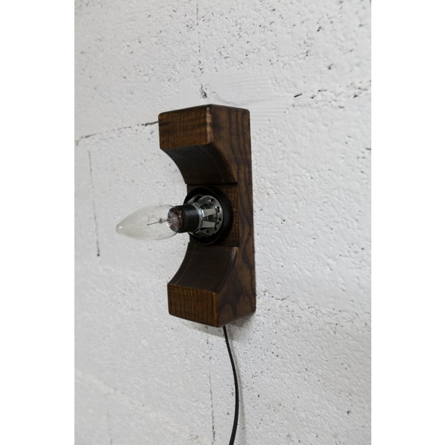 1960s Ball Wall Light in Dark Wood and Amber Glass, 1960s For Sale - Image 5 of 13