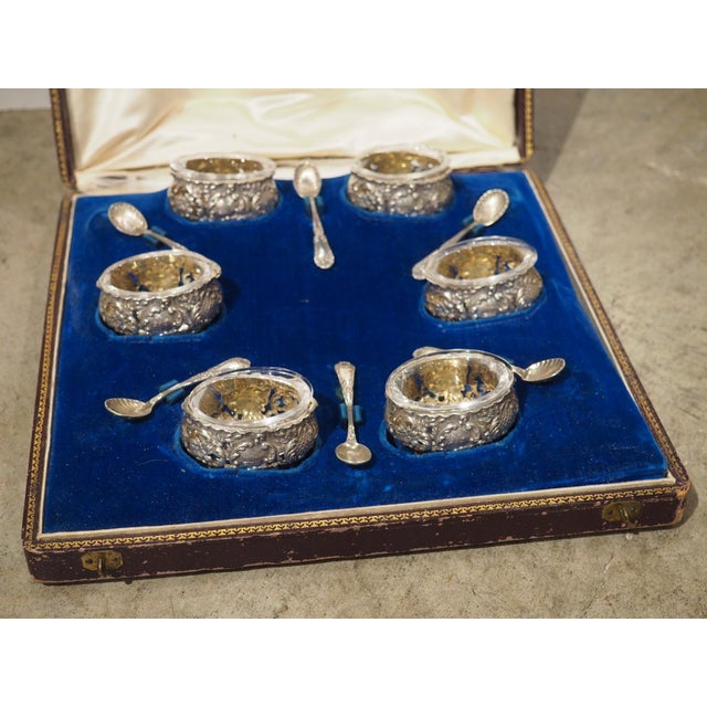 Antique French Silver and Glass Salt Cellar Set, Charles Dubret, Circa 1890 For Sale - Image 15 of 18