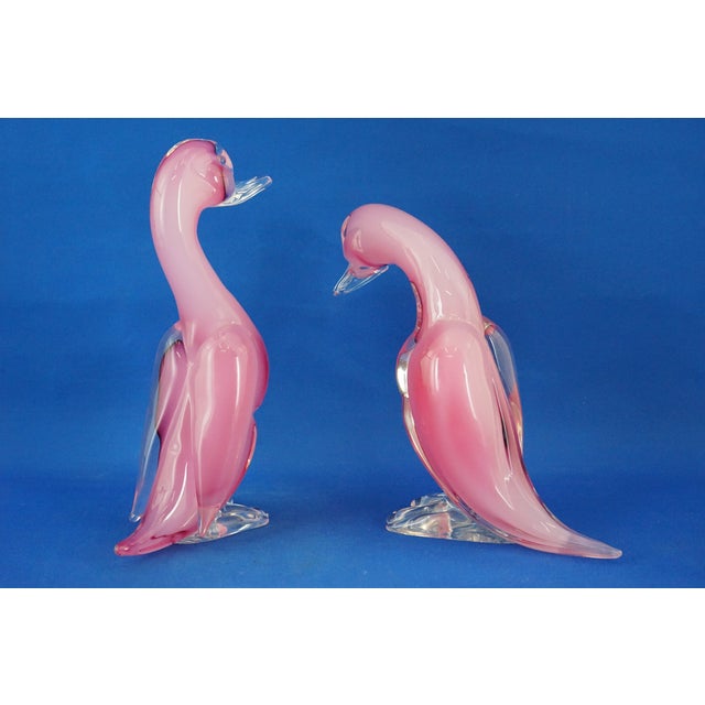 Large 20th Century Ducks in Pink Sommerso Glass by Archimede Seguso, Murano, Italy, Set of 2 For Sale - Image 3 of 18