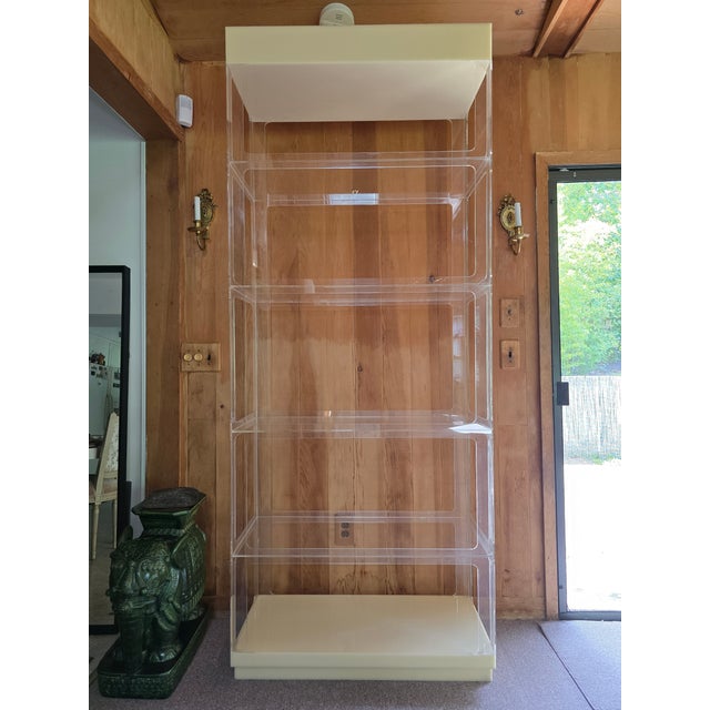 Mid-Century Modern 1970s Vintage Mid Century Modern Designer Lucite Tall Etagere For Sale - Image 3 of 9