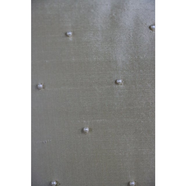 Ivory Decorative Pillow With Beaded Trim and Jeweled Centerpiece For Sale - Image 9 of 9