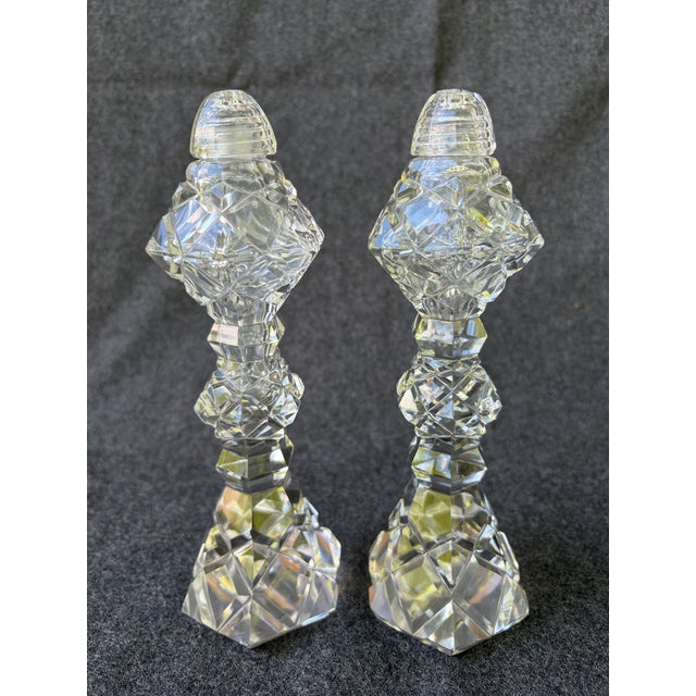 Vintage Cut Crystal Salt & Pepper Pedestal Shakers a Pair For Sale - Image 13 of 16
