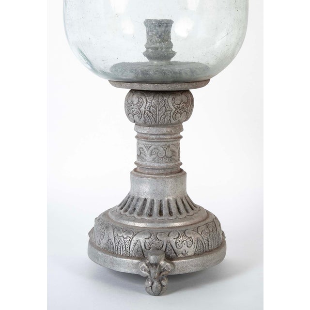 Gray Hurricane Lamp Photophore On Zinc Base, Large Scale For Sale - Image 8 of 12