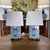 Wood Petite Ralph Lauren Blue and White Chinoiserie Square Lamps, a Pair For Sale - Image 7 of 7