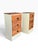 Farmhouse Vintage Handmade Solid Wood Pair of Nightstands Refinisfed in Walnut and Sage Green For Sale - Image 3 of 9