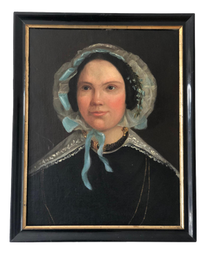 Dutch Lady, 19th Century, Oil Painting on Canvas, Framed