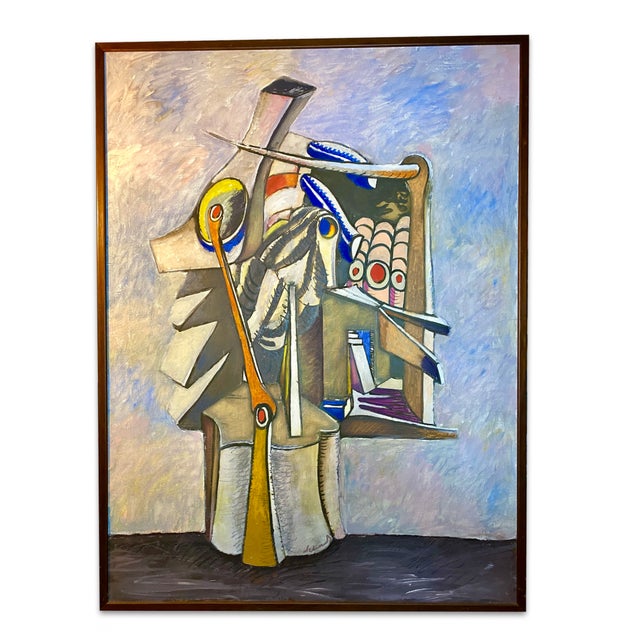 1980s Jean-Claude Schenk, Very Large Constructivist Painting Measuring 135cm x 100cm For Sale - Image 5 of 5