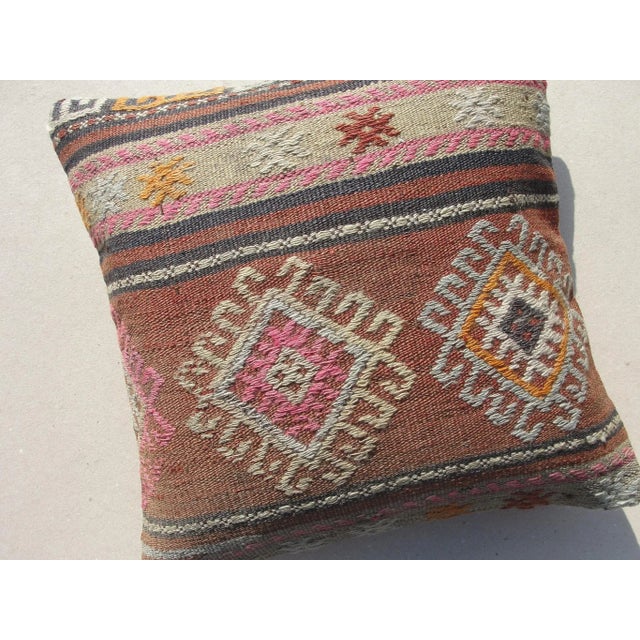 Art Deco 1970s Turkish Kilim Pillow Cover 16" For Sale - Image 3 of 9