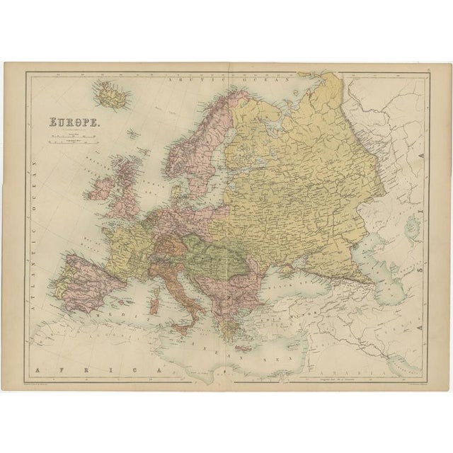 Antique Map of Europe from Blacks General Atlas, Edinburgh, 1870 For Sale - Image 3 of 9