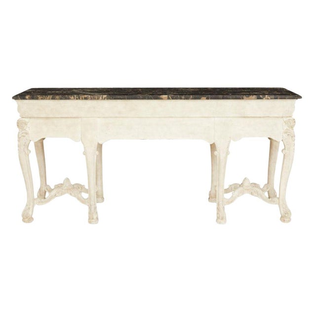 Continental Creme-Peinte and Marble-Top Console Sideboard For Sale - Image 4 of 4