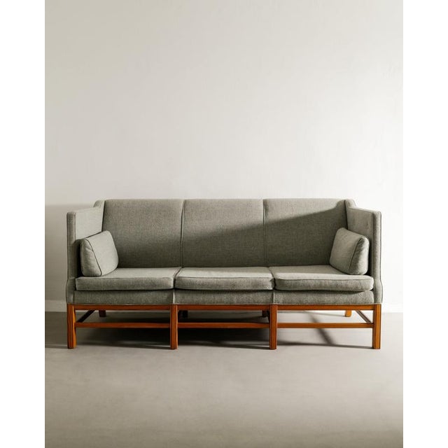Green Danish Wooden Mid-Century Three Seater Pine Sofa attributed to Kaare Klint, 1960s For Sale - Image 8 of 8