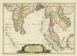 Antique Map of India and Southeast Asia by Sanson, 1654