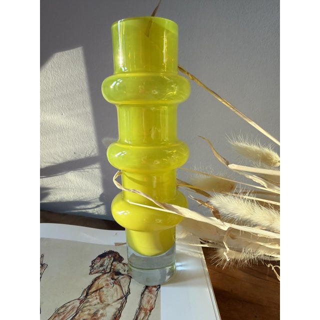 Glass Yellow Cased Glass Bamboo Vase by Bo Borgström for Åseda Glasbruk, Sweden, 1960s For Sale - Image 7 of 18