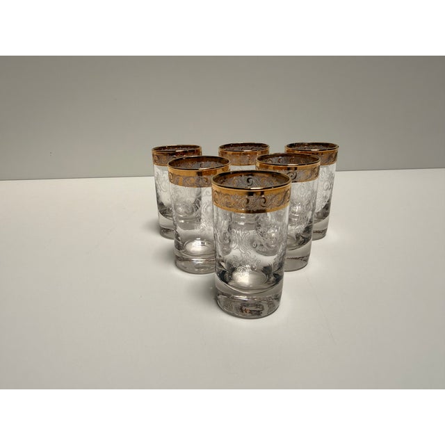 Murano Glass Medici Gold Rim Liquor Glass Set, 1970s, Set of 6 For Sale - Image 6 of 7