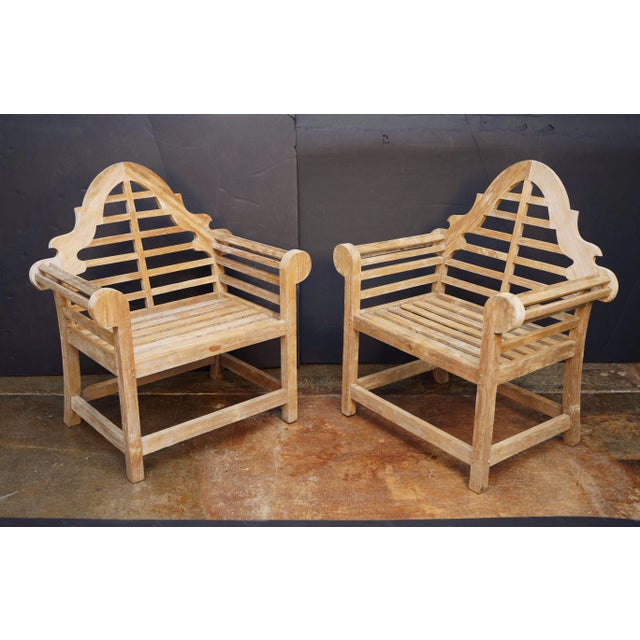 English Lutyens Style Garden Chair of Teak For Sale - Image 3 of 12