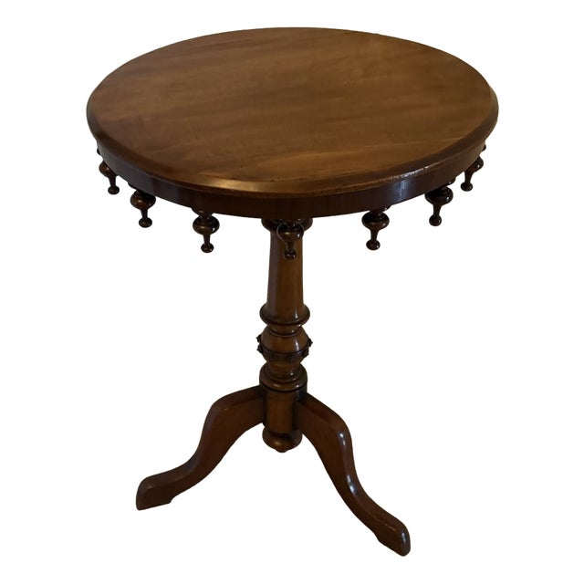 Antique Victorian Walnut Bobbin GalleryTable Lamp , 1880 For Sale