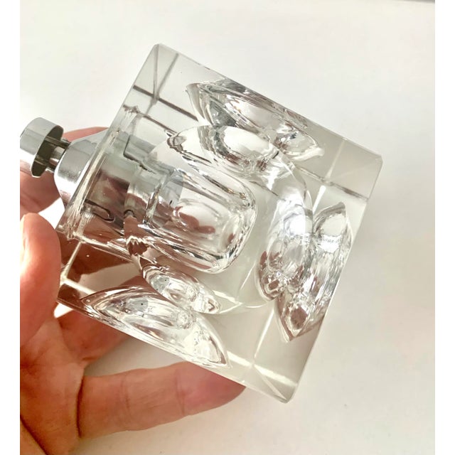Contemporary Vintage Large Square Modern Contemporary Refillable Crystal Table Lighter For Sale - Image 3 of 11
