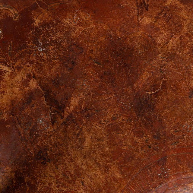 Pair of 19th Century Painted and Embossed Leather Armchairs For Sale - Image 6 of 13