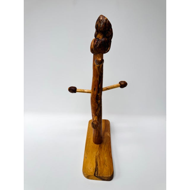 Mid 20th Century Handcrafted Burlwood Mug Tree, Artisan Live Edge Coffee Cup Holder Rack For Sale - Image 5 of 12